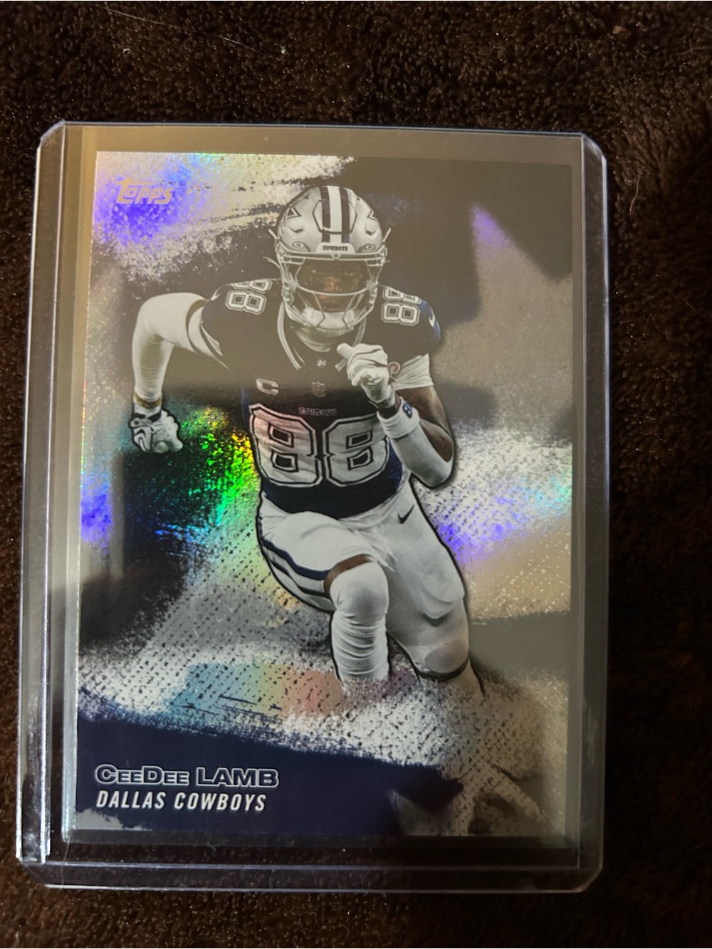 Topps Dallas Cowboys CeeDee Lamb Holographic Silver/Blue Card